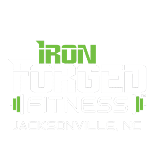 White logo with green "IRON" lettering