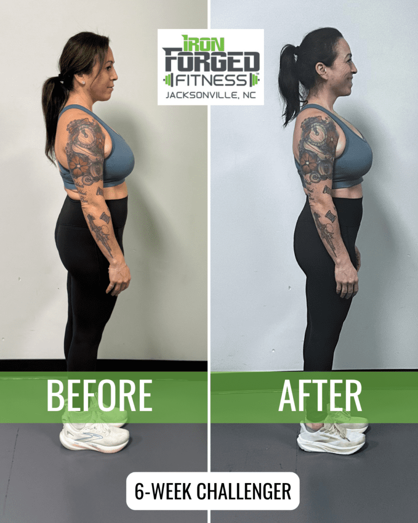 Before and after fitness transformation comparison.